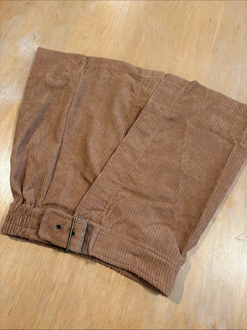Promesa ~ Copper amber Brown Corduroy Women's Skirt mini skirt Buckle Detail